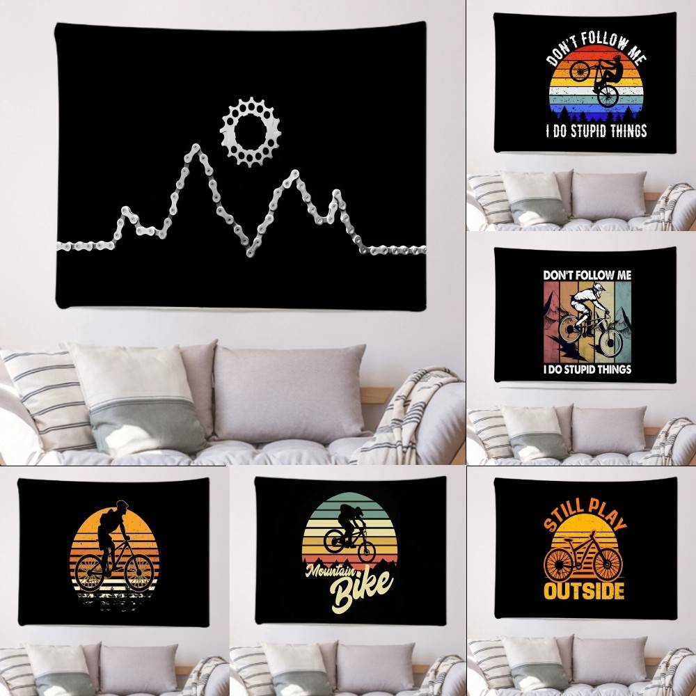Mountain Biking Holidays - Bicycle Mountain Bike Cycling Flags Tapestries