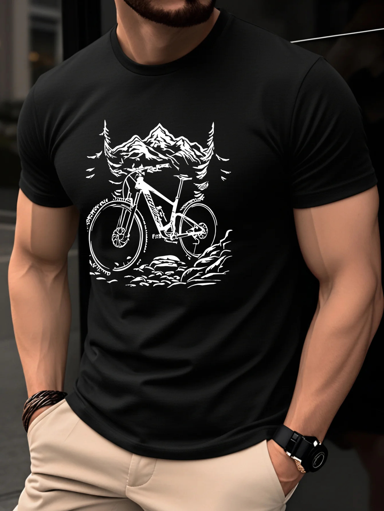100%cotton men's T-shirt with  - Mountain Biking Holidays ulasan dan harga