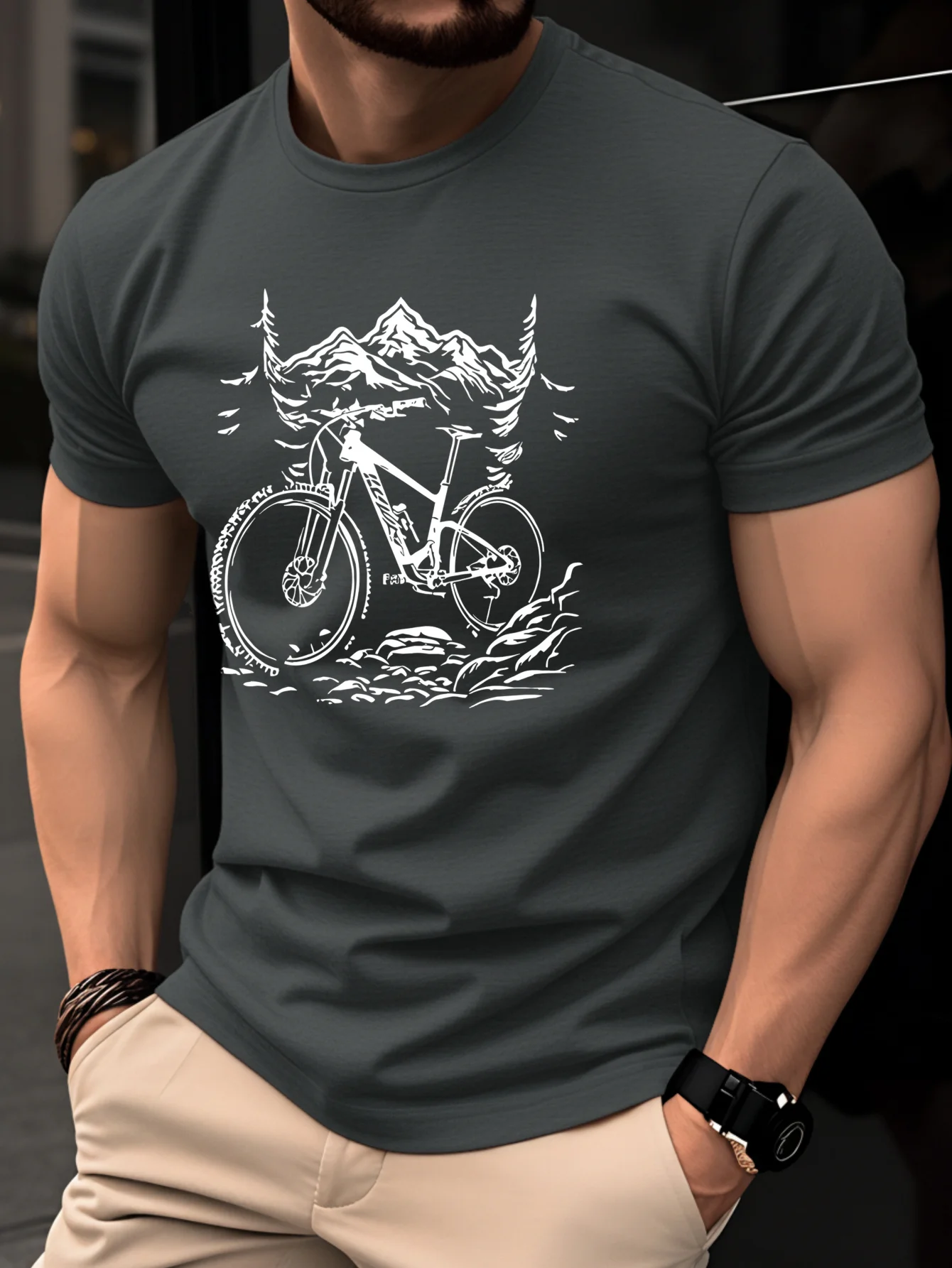 100%cotton men's T-shirt with  - Mountain Biking Holidays ulasan dan harga