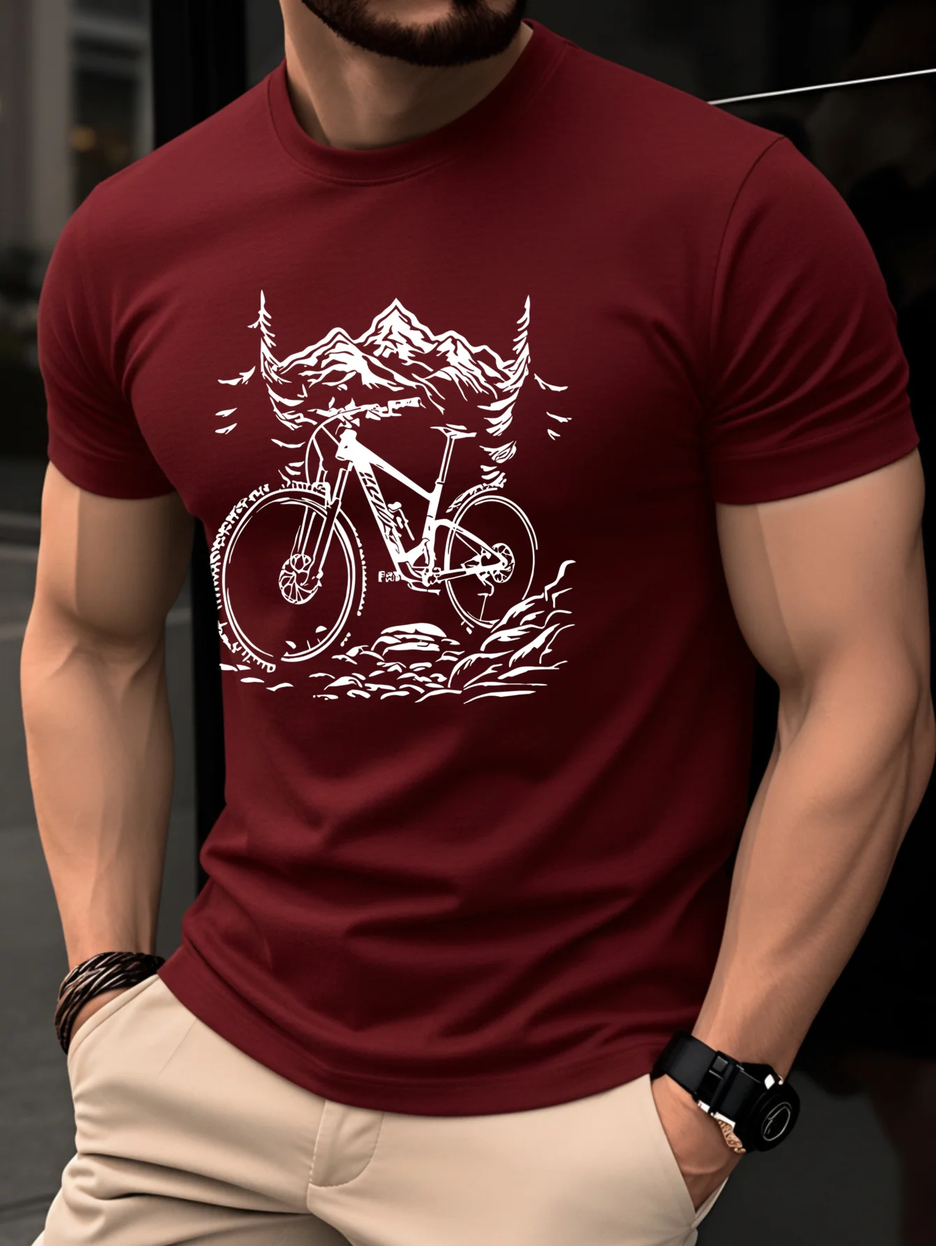 100%cotton men's T-shirt with  - Mountain Biking Holidays ulasan dan harga