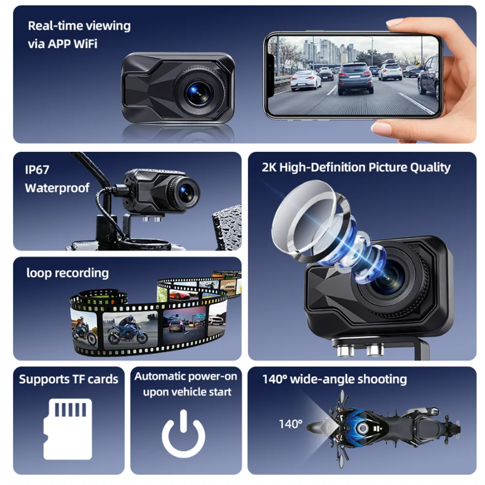 Motorcycle DVR 2K HD WiFi & AP - Mountain Biking App ulasan dan harga